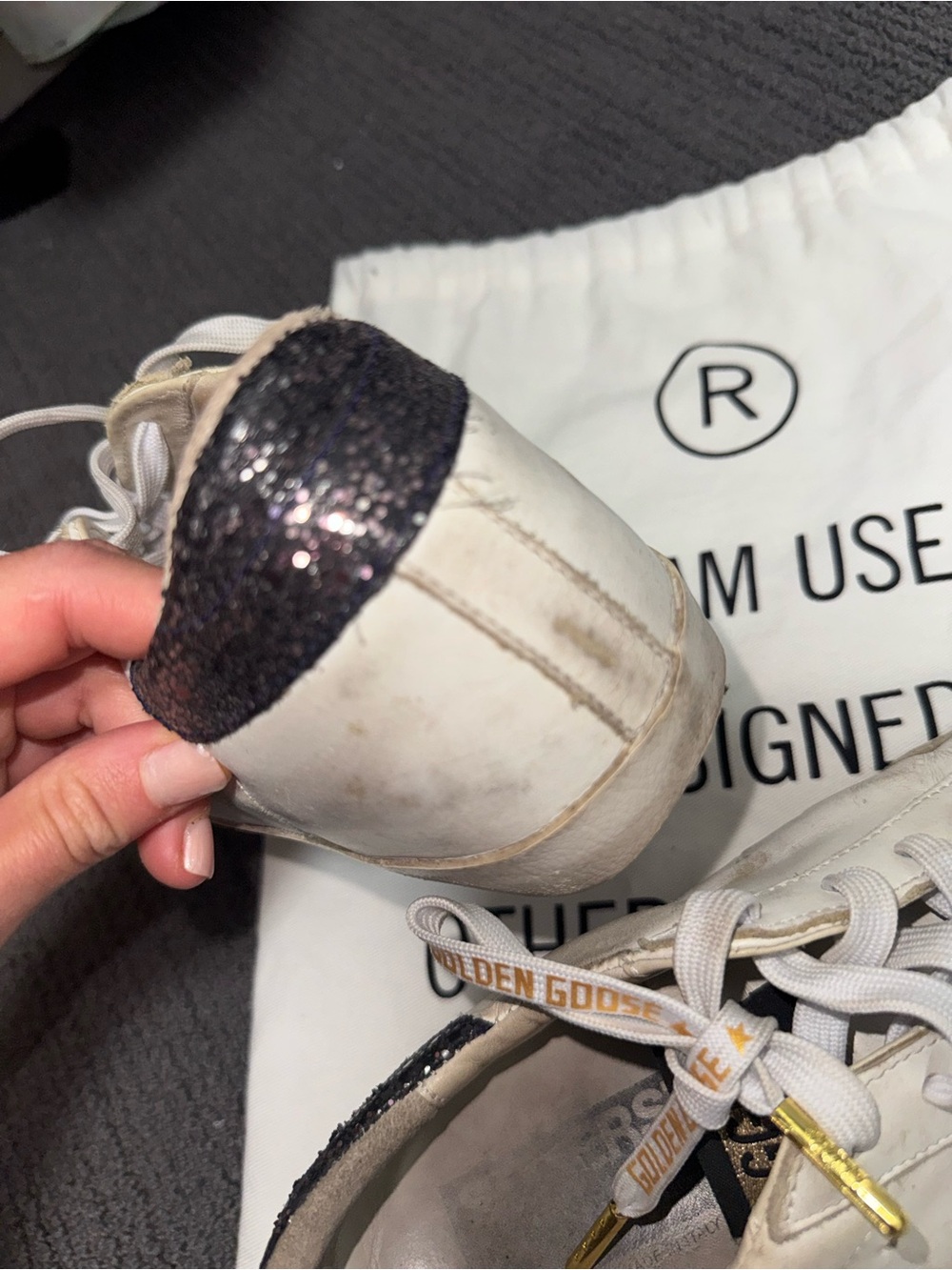 Golden Goose White Low-Top Sneakers with Navy Star - Picture 9 of 12
